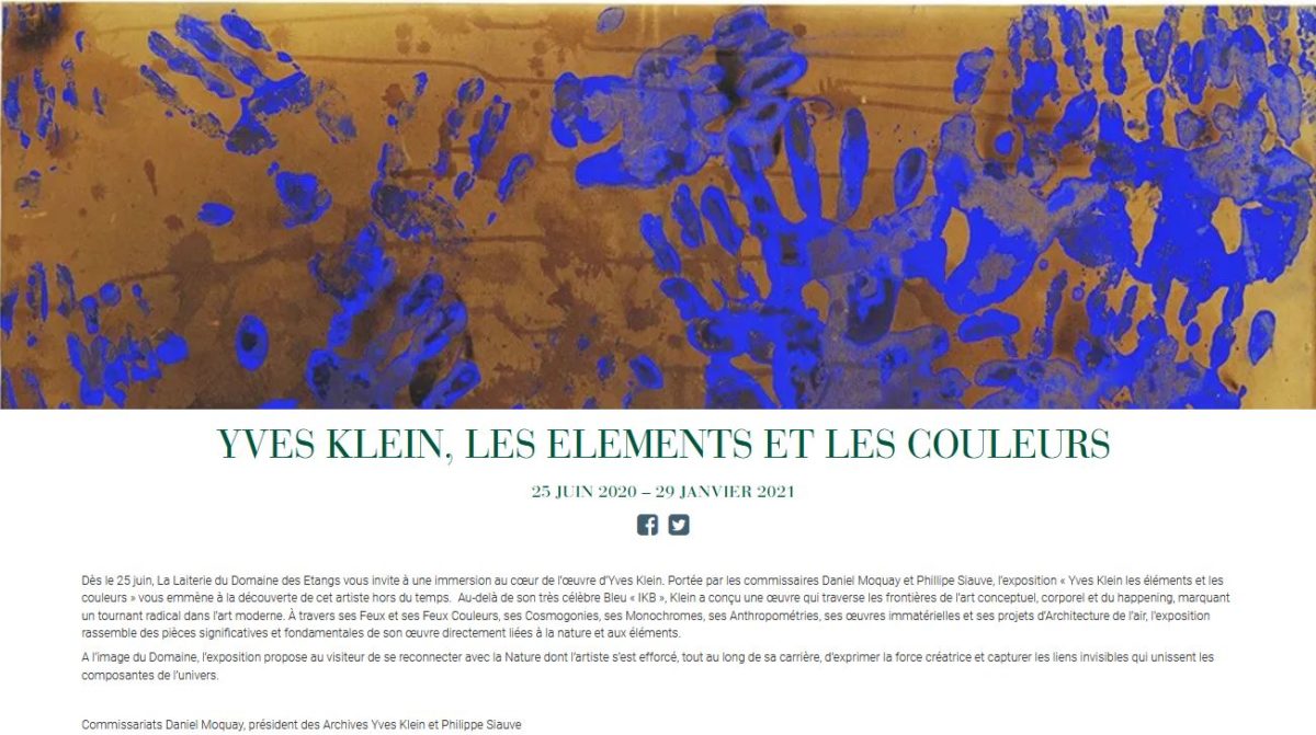 présentation de l'exposition Yves Klein au domaine des étangs