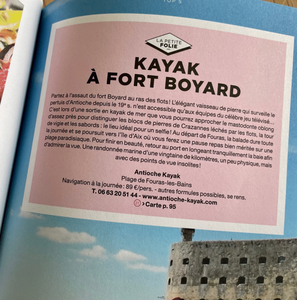 extrait du guide food & travel Michelin kayak à Fort Boyard