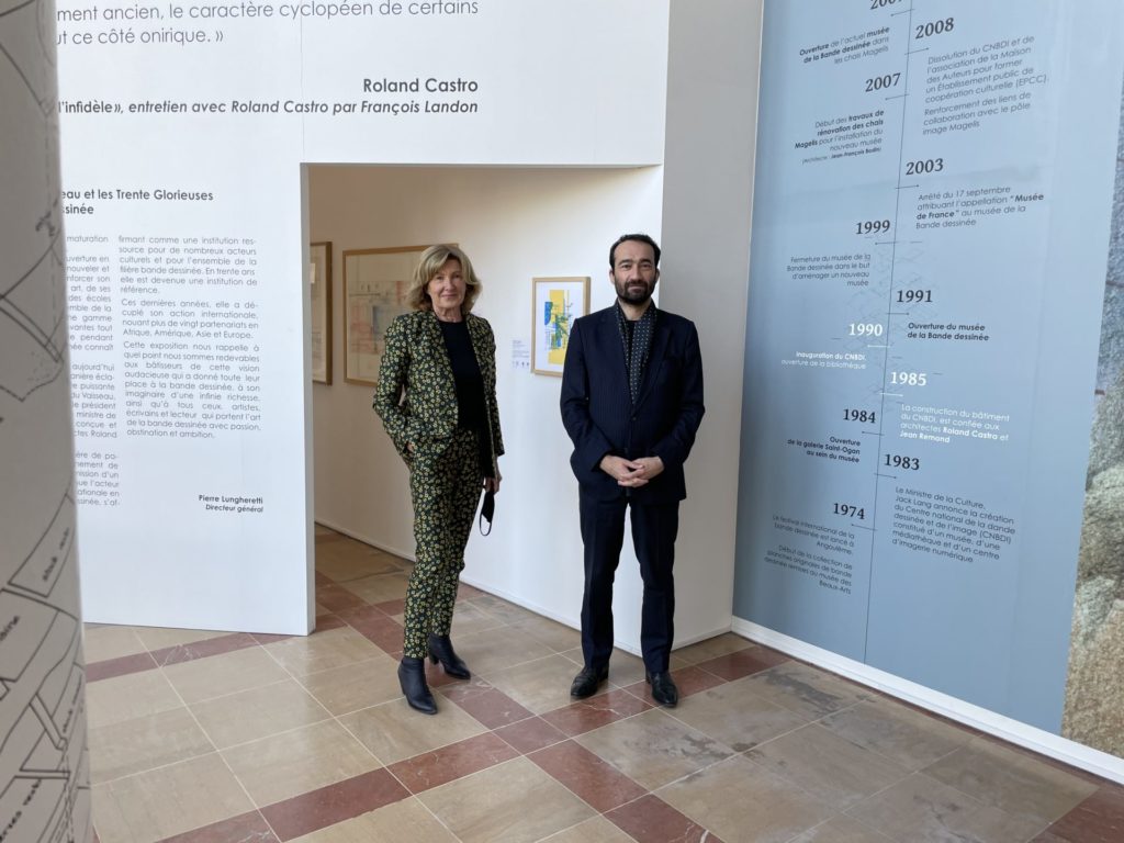 Pierre Lungheretti et Anne Loloum Frangeul dans la Cité Internationale de la Bande Dessinée et de l'Image