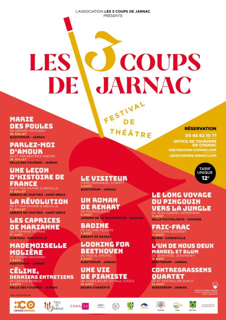 programme du festival de théâtre Les 3 coups de Jarnac