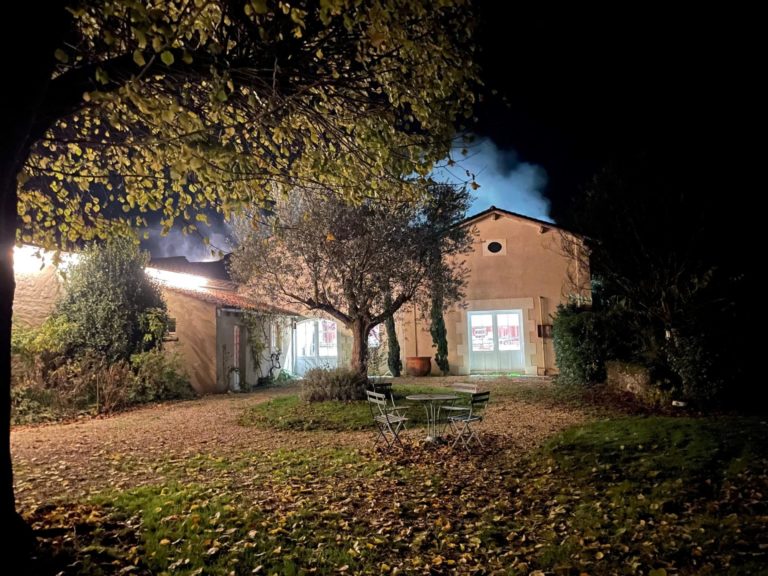 distillery at night
